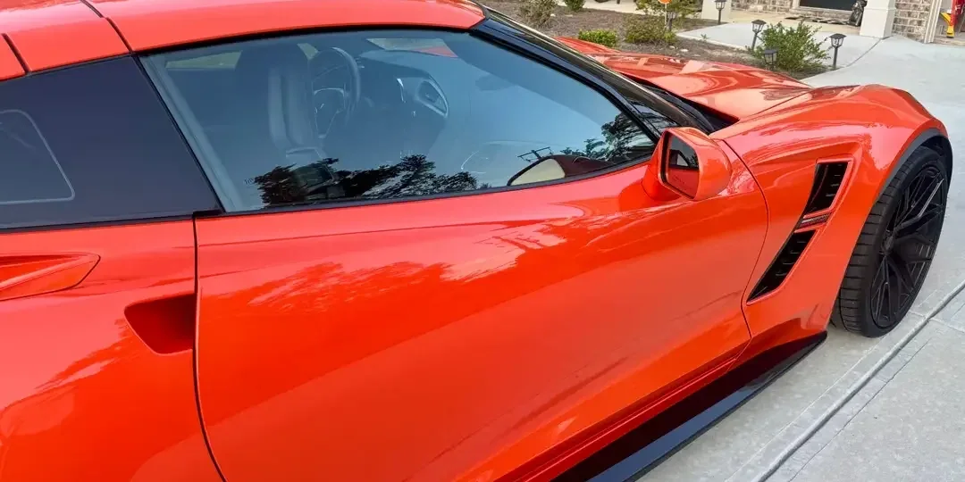 Chevrolet Corvette passenger door glass after break-in repair