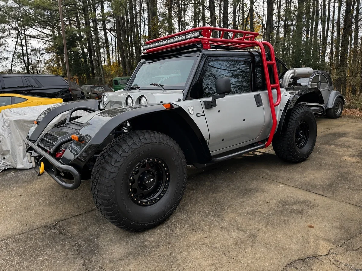 Custom off-road vehicle after front windshield replacement
