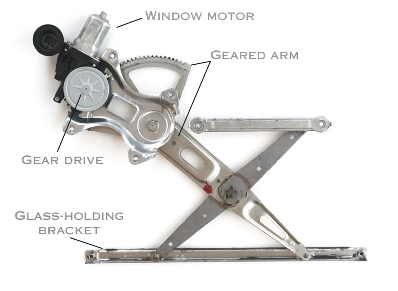 Power window regulator and motor assembly for vehicle door glass repair
